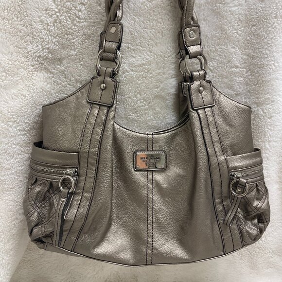Relic Brand Pewter Metallic Color Large Leather Hobo Style Woman's Bag - Picture 1 of 13